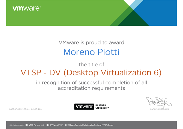 Vmware Technical Sales Professional on DCV and DV
